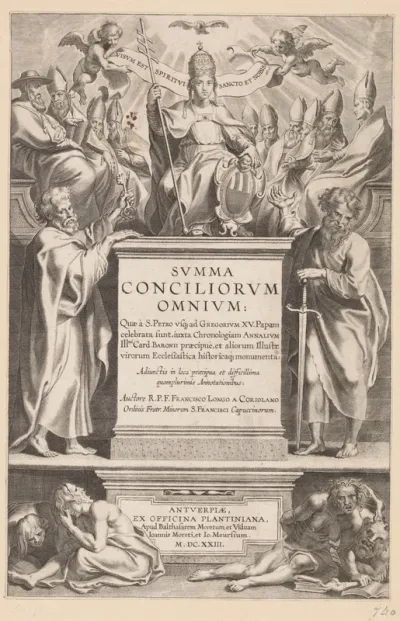 Titelpagina voor: F. Longo a Coriolano, Summa conciliorum omnium, Antwerpen, 1623