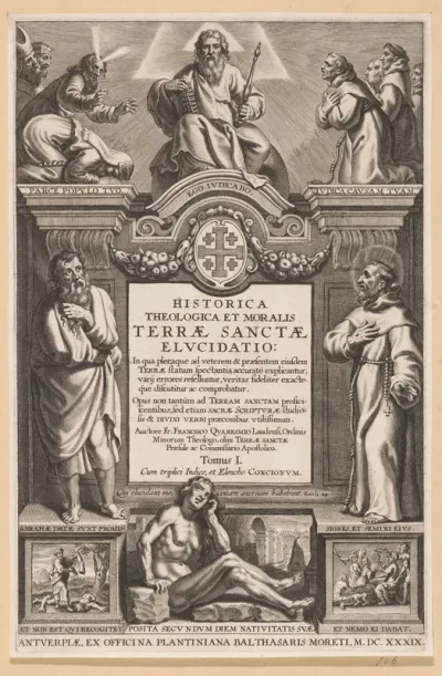 Titelpagina voor F. Quaeresmius, Terrae Sanctae Elucidatio, Antwerpen, 1639