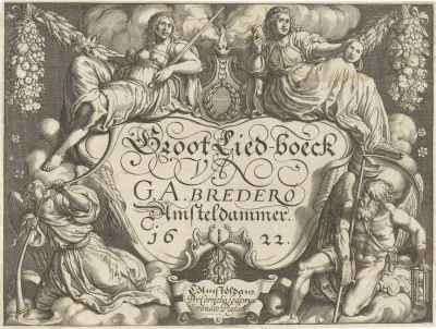 Titelpagina voor G.A. Bredero, Boertigh, amoreus, en aendachtigh groot lied-boeck, 1622.