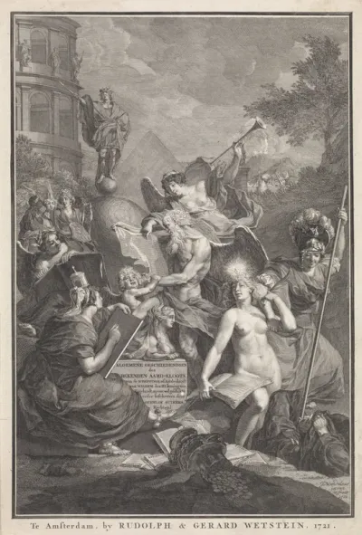 Titelpagina voor: G. Suikers, Algemene kerkelyke en wereldlyke geschiedenissen des bekenden aard-kloots, 1721