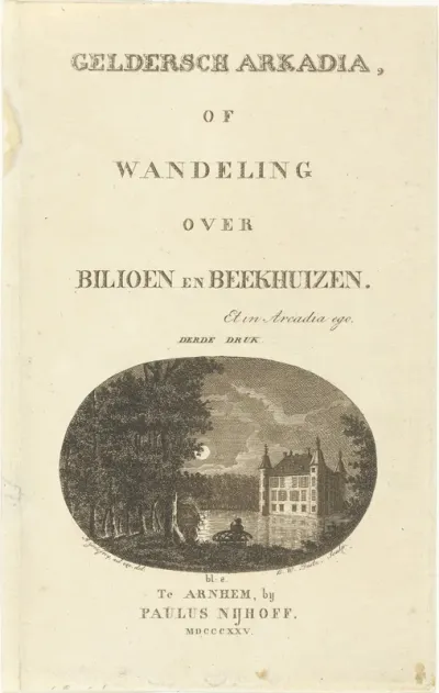 Titelpagina voor: Geldersch Arkadia, of wandeling over Bilioen en Beekhuizen, Arnhem 1825