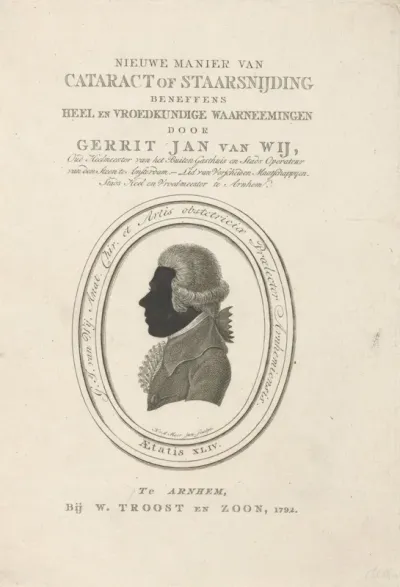 Titelpagina voor: Gerrit Jan van Wij, Nieuwe manier van cataract of staarsnijding, 1792