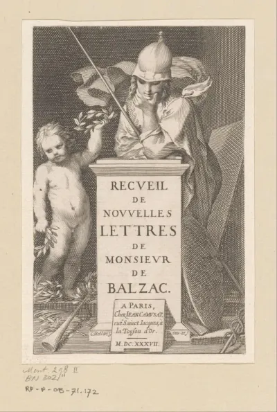 Titelpagina voor: Guez de Balzac, Recueil de nouvelles lettres, 1637