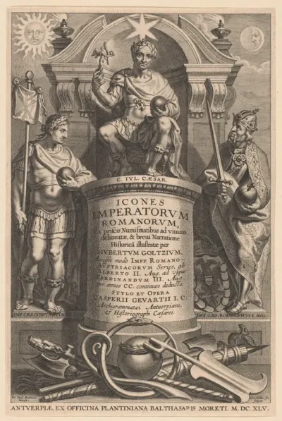 Titelpagina voor: H. Goltzius, Icones Imperatorum Romanum, Antwerpen: 1645