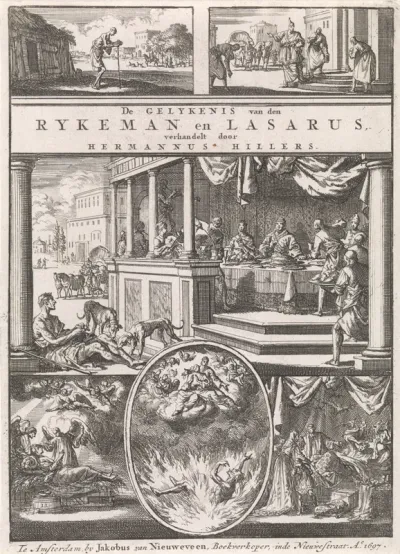 Titelpagina voor: H. Hillers, De gelykenis van den ryke man en Lazarus, 1698