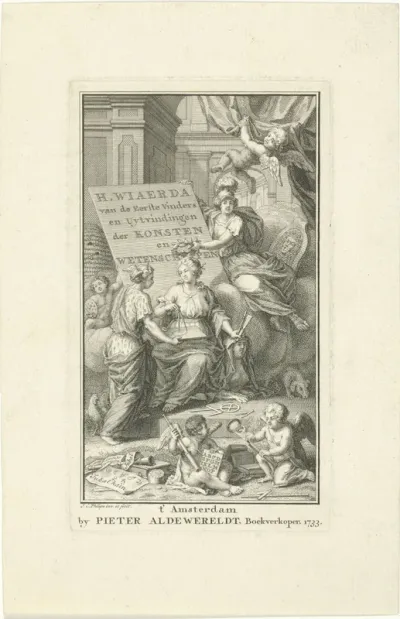 Titelpagina voor: H. Wiaerda, Naauwkeurige verhandelinge van de eerste uytvindingen en uytvinders, 1733