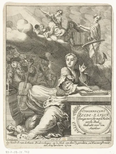 Titelpagina voor Hendrik van Halmael, Opwekkelyke zedezangen, eenige verrykt met twee vioolen, Amsterdam, 1712