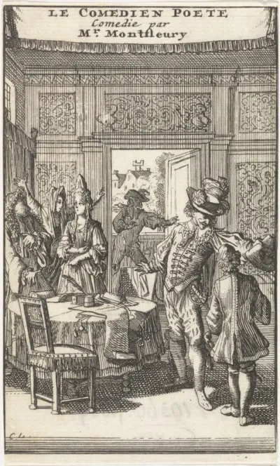 Titelpagina voor het toneelstuk 'Le Comedien Poete' van A.J. Montfleury, 1698