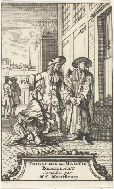 Titelpagina voor het toneelstuk 'Trigaudin ou Martin Braillart' van A.J. Montfleury, 1698