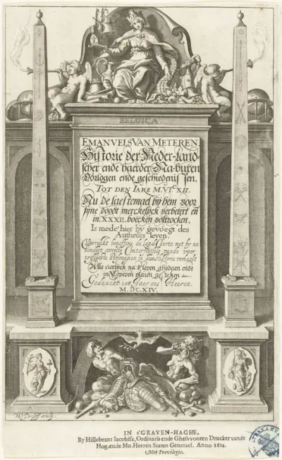 Titelpagina voor: Historie der Neder-landscher ende haerder na-buren oorlogen ende geschiedenissen, tot den iare M.VI.XII., 's-Gravenhage 1614