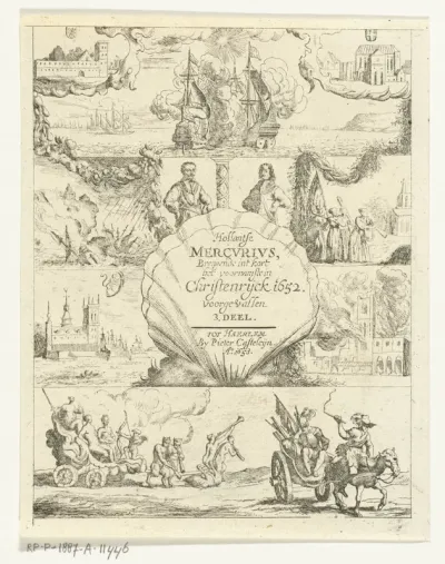 Titelpagina voor: Hollantsche Mercurius, brengende 't verhael der gewichtichste veranderingen, voor-gevallen in Europa, binnen den tijt van het geheele jaer 1652., Haarlem