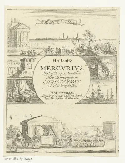 Titelpagina voor: Hollantse Mercurius, Historisch wijs vervatende het voornaemste in Christenryck Ao 1650 voorgevallen, Haarlem