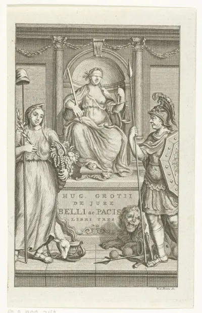 Titelpagina voor: Hugo de Groot, De jure belli ac pacis libri tres.