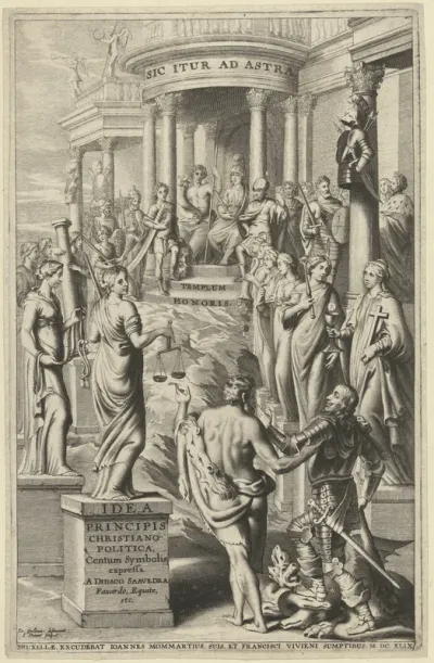Titelpagina voor: Idea principis christiano-politica, Centum Symbolis expressa, Brussel 1649