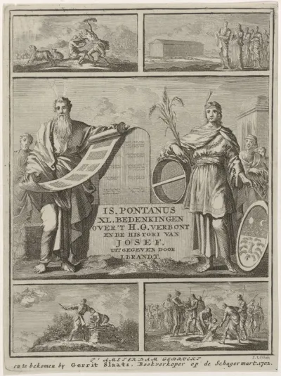 Titelpagina voor Isaak Pontanus, XL bedenkingen over verscheide stoffen van het H. out verbont, eindigende met de histori van Josefs leven, 1702