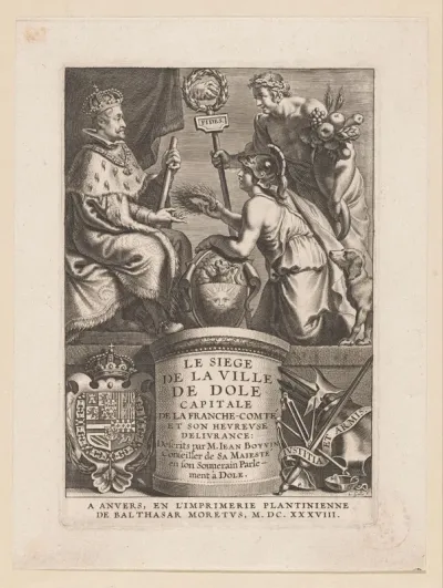 Titelpagina voor: J. Boyvin, Le siege de la ville de Dole, Antwerpen: 1638.