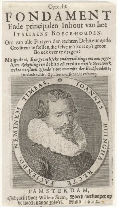 Titelpagina voor: J. Buingha, Oprecht fondament ende principalen inhout van het Italiaens boeck-houden, 1642