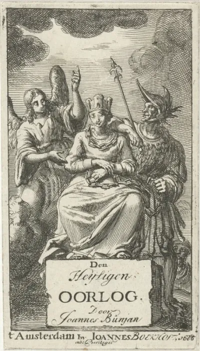Titelpagina voor: J. Bunyan, Den heyligen oorlogh, 1685