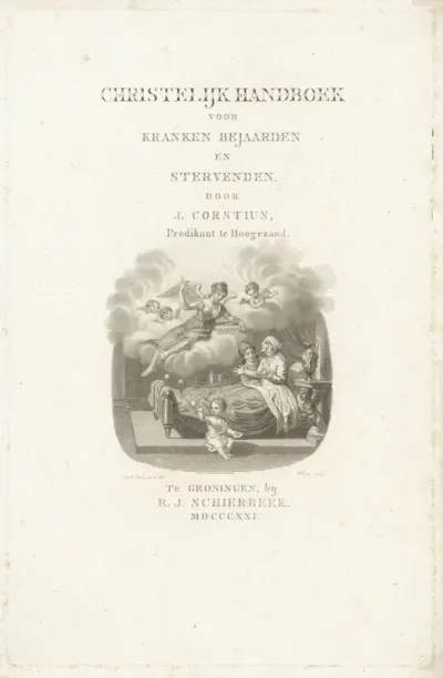 Titelpagina voor: J. Corstius, christelijk handboek voor kranken bejaarden en stervenden, 1821