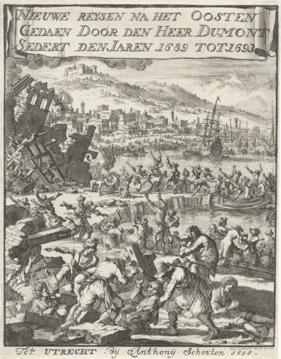 Titelpagina voor: J. Du Mont, Nieuwe reyse naa de Levant of het Oosten, 1695