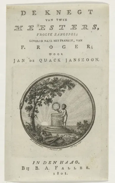 Titelpagina voor: J. F. Roger, de knegt van twee meesters, 1801