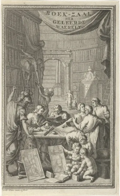 Titelpagina voor: J. Gaveren, De boekzaal der geleerde werreld, 1705