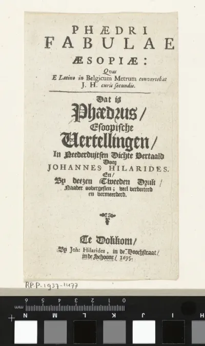 Titelpagina voor: J. Hilarides, Fabulae Æsopiæ, 1695