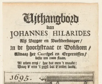 Titelpagina voor: J. Hilarides, Uithangbord van Johannes Hilaridus, 1695