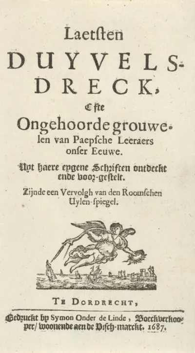 Titelpagina voor: J. Lydius, Laetsten duyvels-dreck, 1687