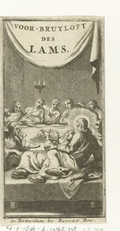 Titelpagina voor: J. Molinaeus, De voor-bruyloft des lams ofte De plicht des H. avontmaels, 1689