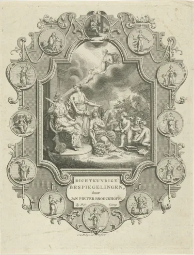Titelpagina voor: J.P. Broeckhoff, Dicht- en zedekundige zinnebeelden en bespiegelingen, 1770