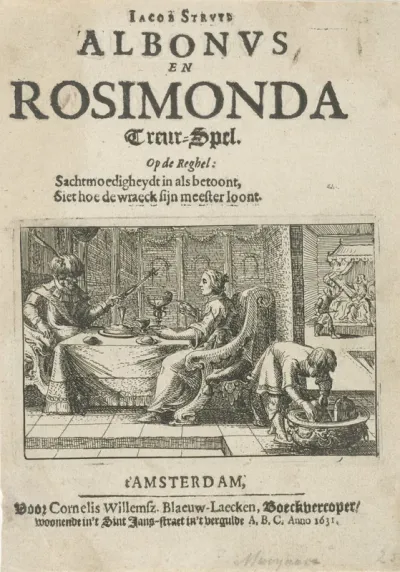 Titelpagina voor:J. Struys, Albonus en Rosimonda treur-spel, 1631