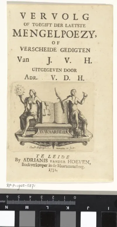Titelpagina voor: J. van Hoogstraten, Vervolg op toegift der laetste Mengelpoezy of verscheide gedigten van J. v. H., 1732