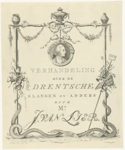Titelpagina voor: J. van Lier, Verhandeling over de Drentsche slangen en adders, 1781