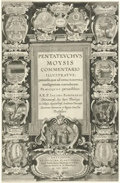 Titelpagina voor Jacobus Bonfrerius, Pentateuchus Moysis commentario illustratus
