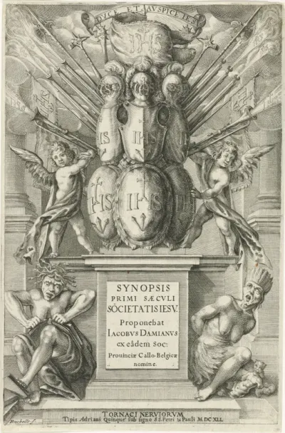 Titelpagina voor Jacobus Damianus, Synopsis Primi Saeculi Societatis Iesu, 1641