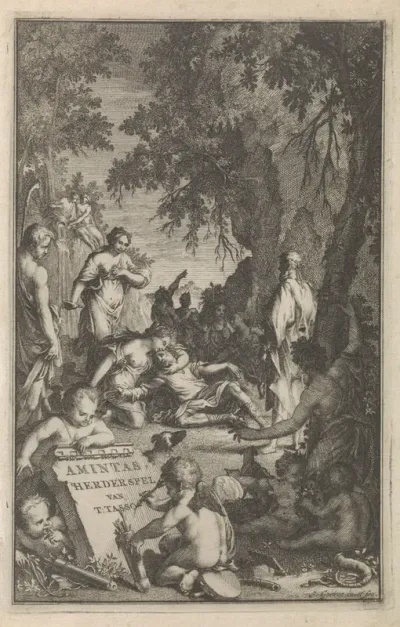 Titelpagina voor: Jan Baptista Wellekens, "Amintas, Herdersspel van Torquatus Tasso", 1715