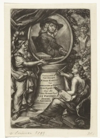 Titelpagina voor Jan Pietersz Zomers' "Catalogus van een uytstekend heerlyk cabinet van teekeningen, en schoone drukken van prenten" 1720