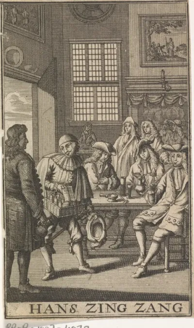 Titelpagina voor: Jan Pook, De hollebollige lagchende dokter. Of De bereysde Hans Zing-Zang (...), kamer-spel, 1710 of 1715