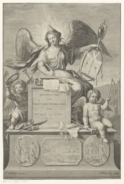 Titelpagina voor: Jean Le Clerc, Geschiedenissen der Vereenigde Nederlanden, deel 3, 1730