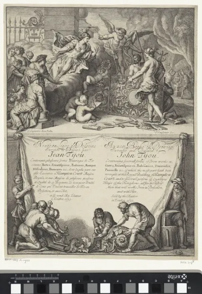 Titelpagina voor: Jean Tijou, Nouueau liure de desseins (...) = A new booke of drawings (...)., 1693
