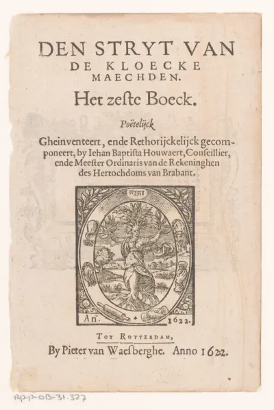 Titelpagina voor: Jehan Baptista Houwaert, Den stryt van de kloecke maechden, 1622