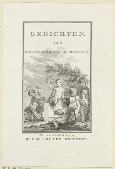 Titelpagina voor: Joannes Le Francq van Berkhey  'Gedichten', 1776