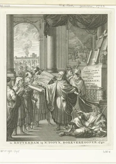 Titelpagina voor: Johan Owen, Eene uitlegginge van den sendbrief van Paulus den apostel aen de Hebreen, Rotterdam 1740
