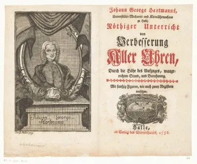 Titelpagina voor: Johann George Hartmann, Nöthiger Unterricht von Verbesserung aller Uhren, 1756