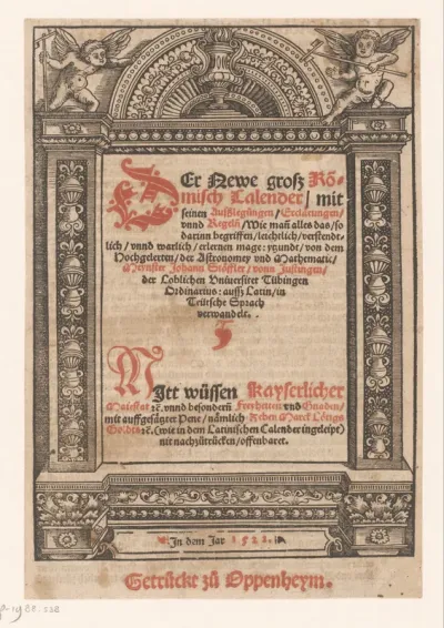 Titelpagina voor: Johann Stöffler von Justingen, Der Newe grosz Römisch Calender, 1522