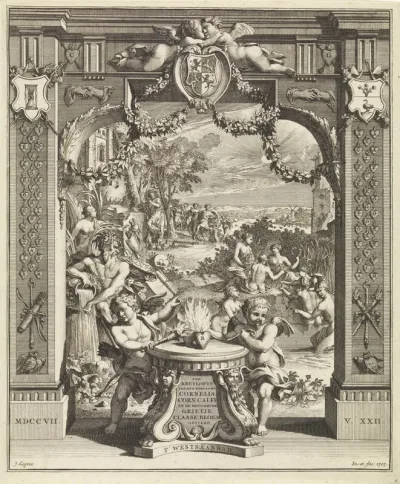 Titelpagina voor Johannes van Oosterwyk, Ter bruilofte van den eersaame Cornelis Corn. Calff en de deugdrycke Grietje Claase Bloem, 1707