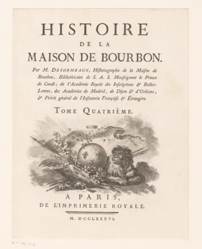 Titelpagina voor: Joseph-Louis-Ripault Désormeaux, Histoire de la maison de Bourbon, 1786