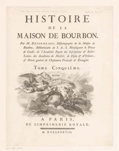 Titelpagina voor: Joseph-Louis-Ripault Désormeaux, Histoire de la maison de Bourbon, 1788