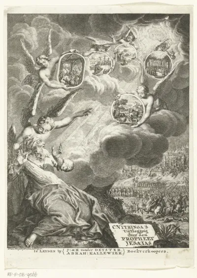 Titelpagina voor: Kampegius Vitringa, Uitlegging over het boek der profeetsyen van Jezaias, Leiden 1739